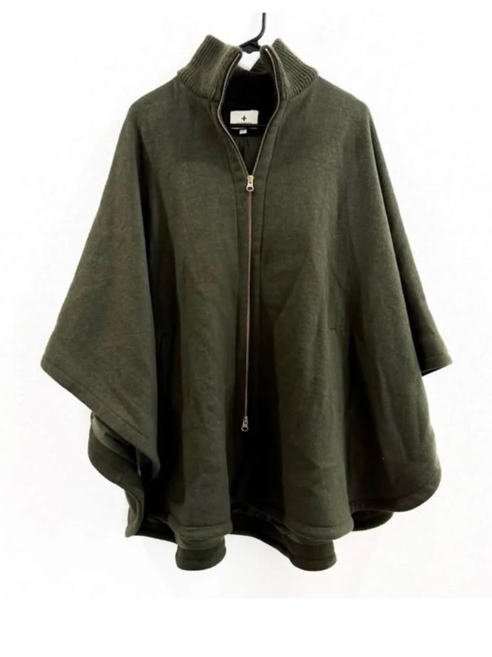 Tuckernuck Olive Zip-Front Poncho Sweater O/S - Picture 2 of 4